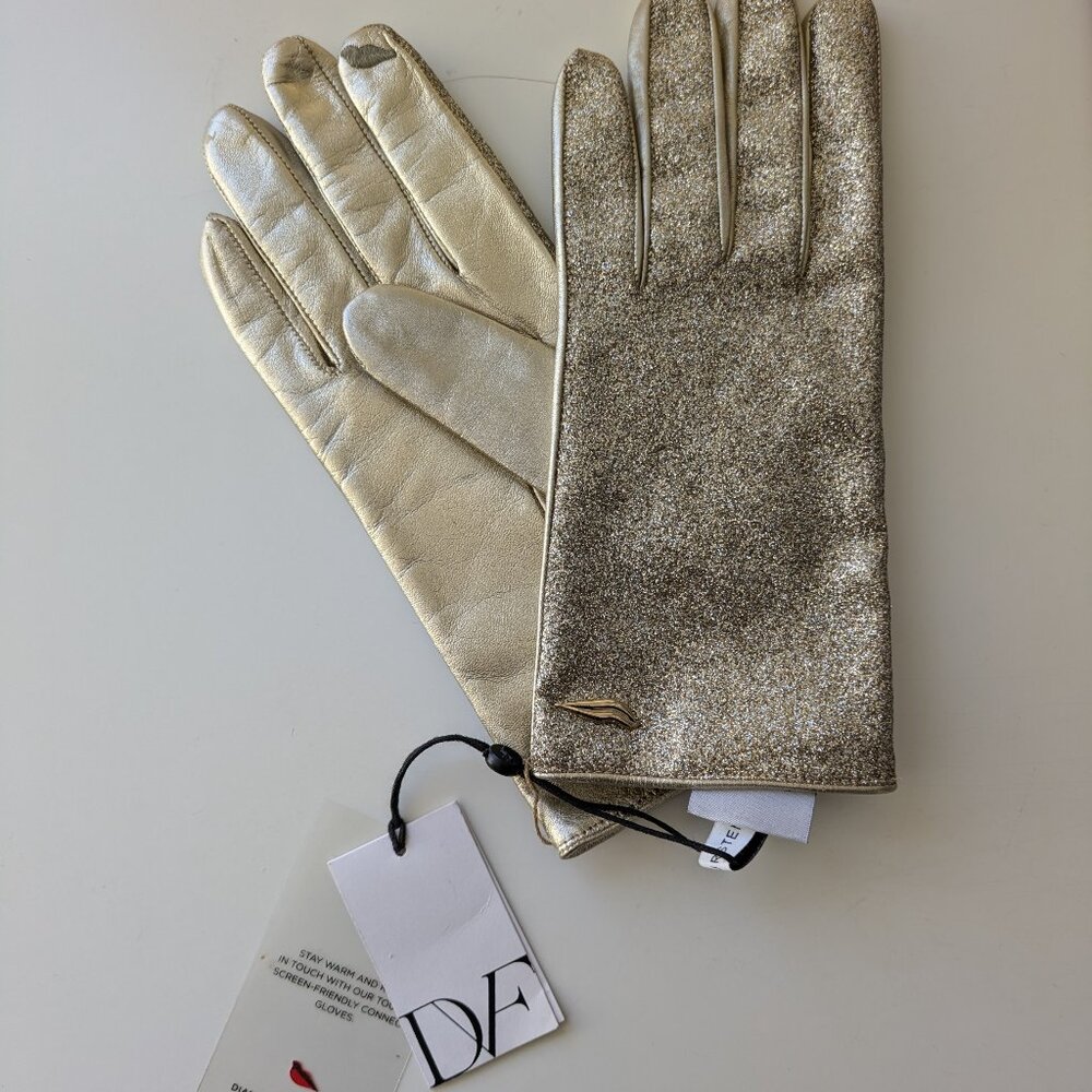 Gold Leather Gloves by Diane von Furstenburg